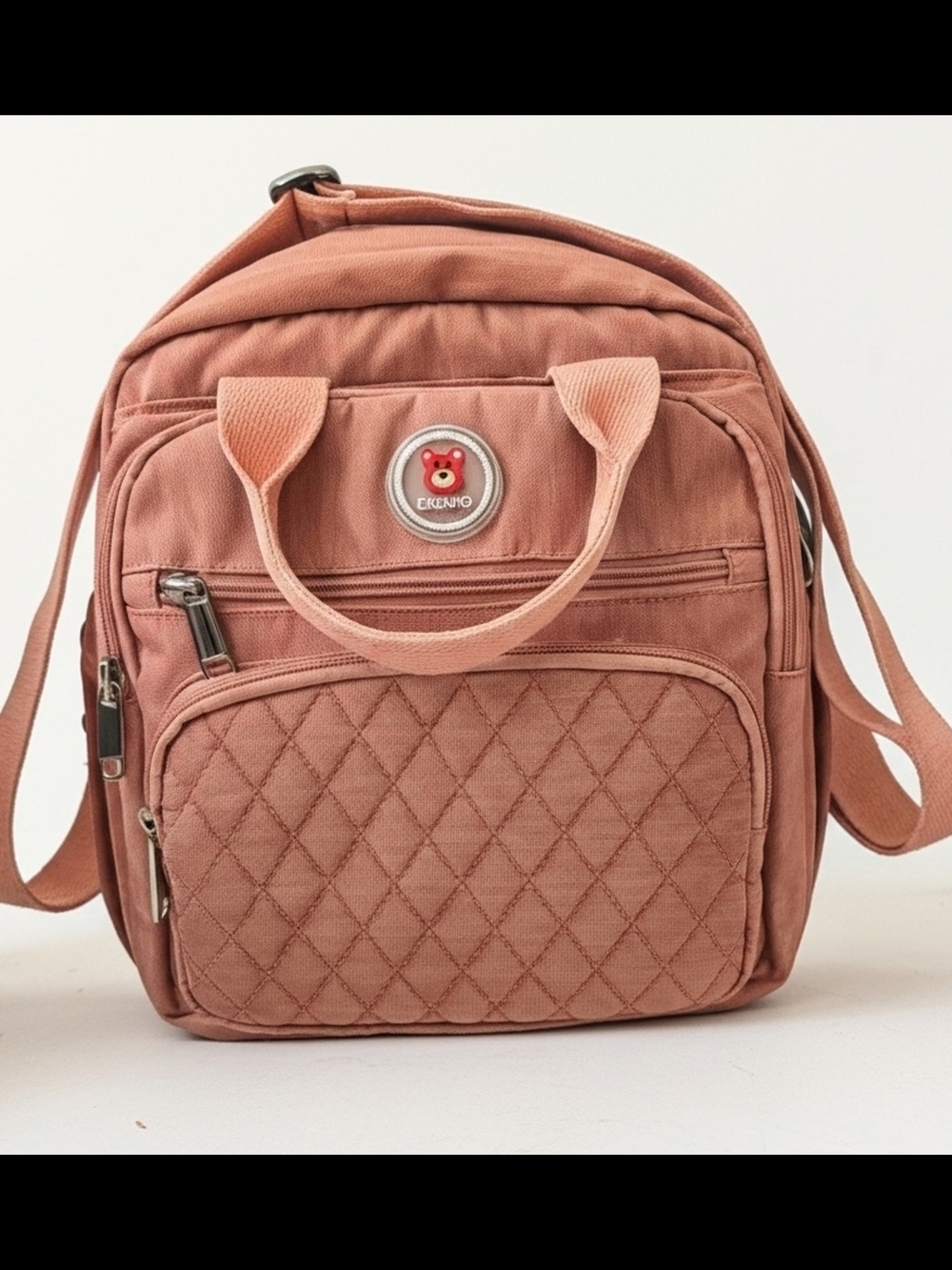 Blush Pink Insulated Canvas Lunch Bag with Pockets